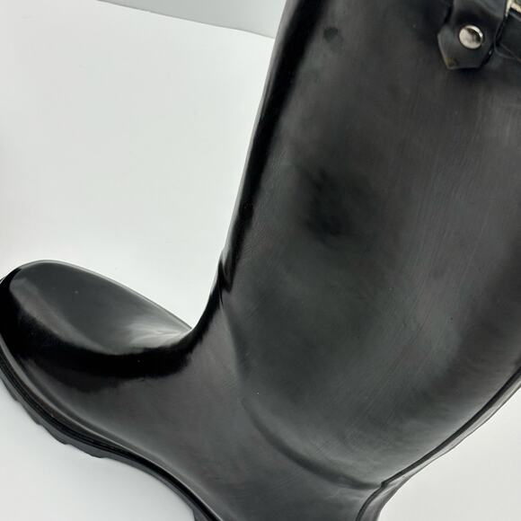 Dirty Laundry Rhane Black & White Flower Chain Rubber Pull On Rain Boots Size 6 - Picture 8 of 14